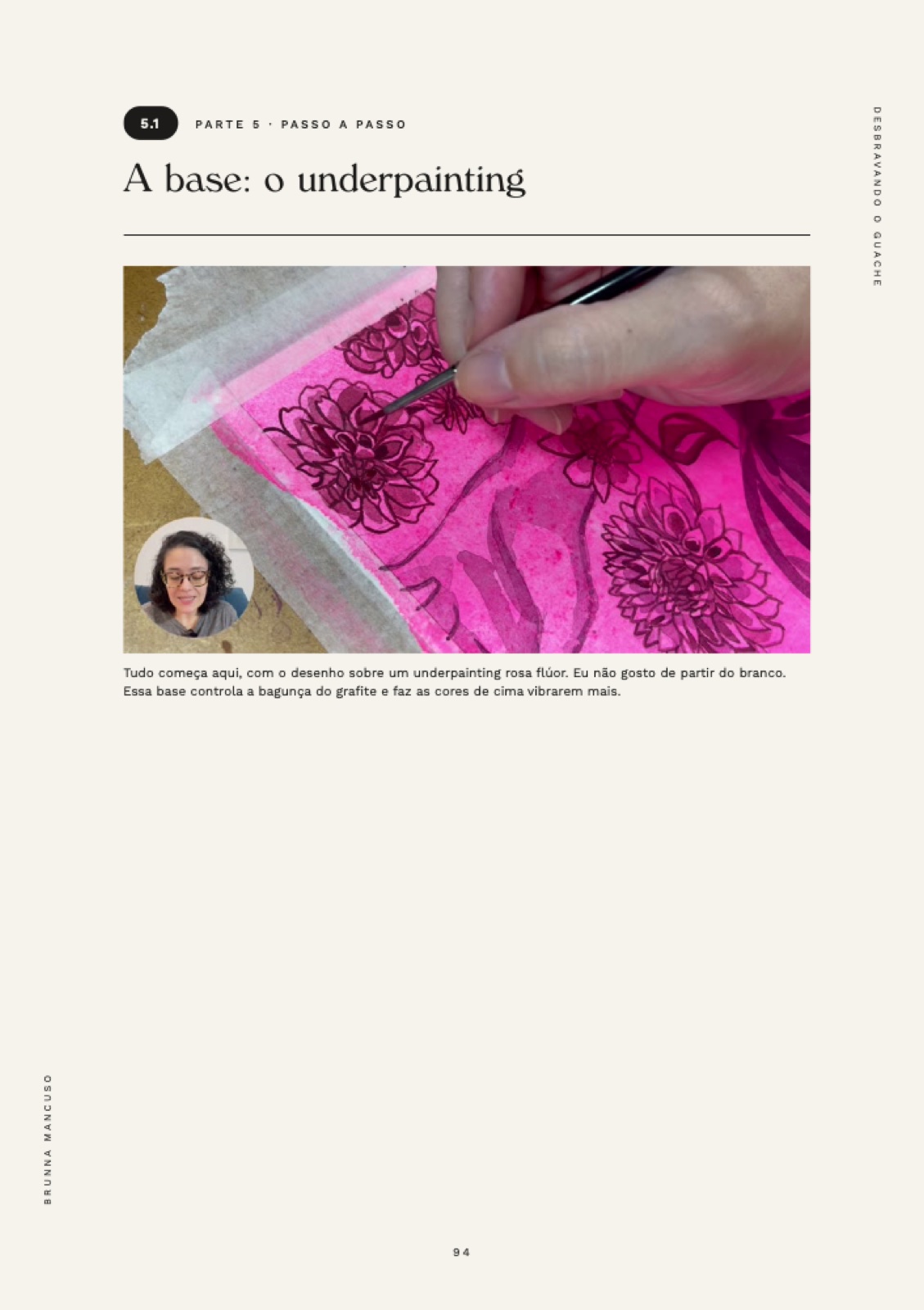 Página do ebook Desbravando o Guache sobre o underpainting