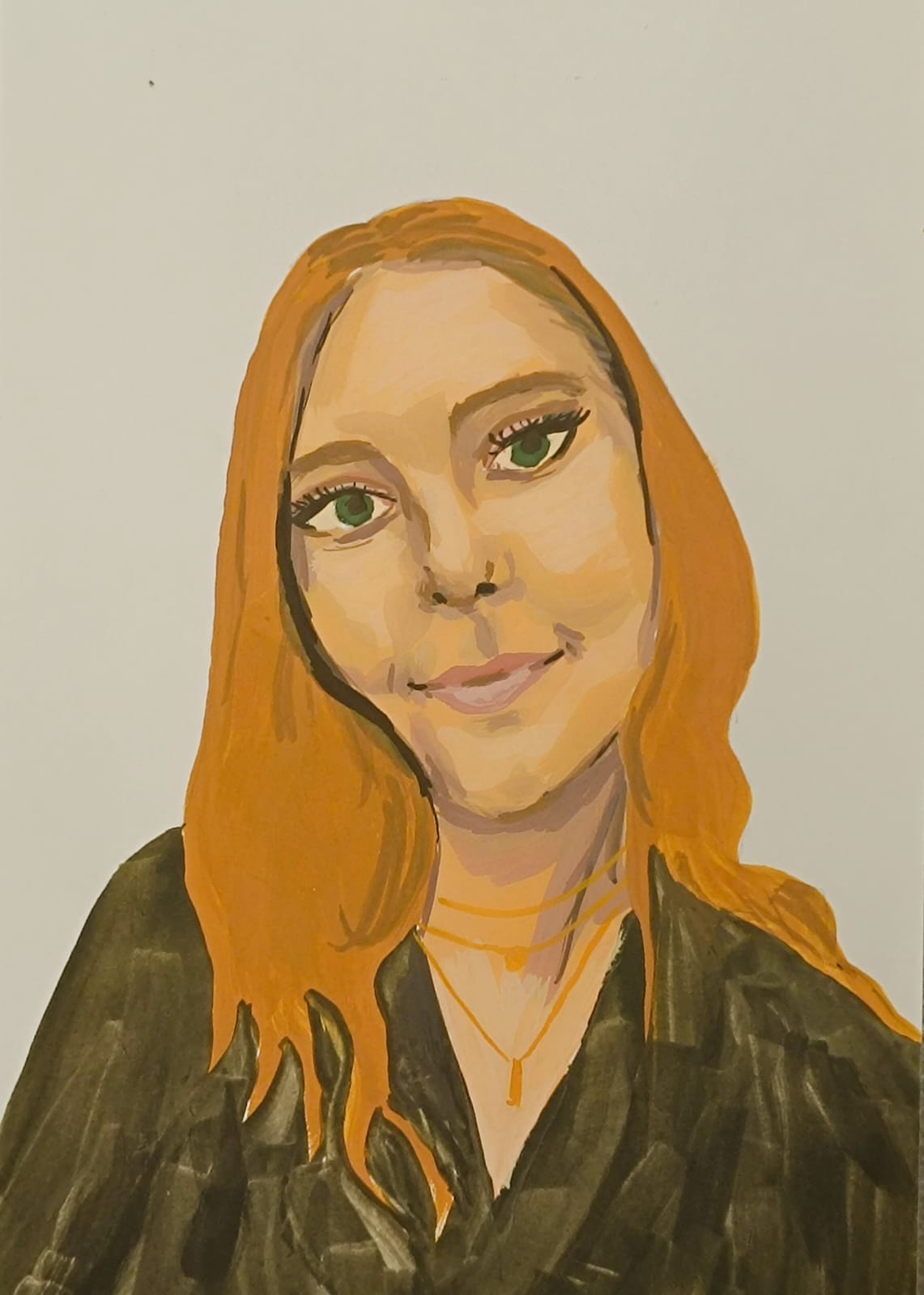 Retrato em guache de mulher ruiva